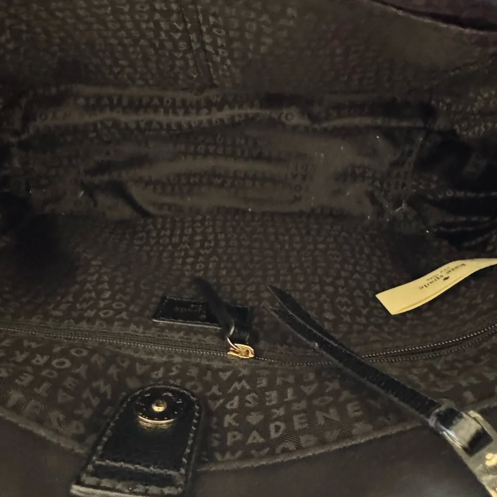 KATE SPADE NY Dawn Place Black Embellished Nylon Tote with Leather Trim NWOT - Picture 12 of 14
